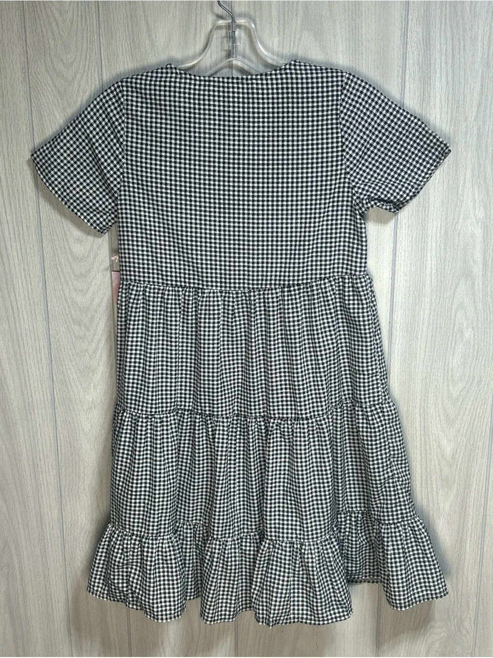 Japna Girls NWT Black & White Gingham Check Button-Down Tiered Dress Size 12